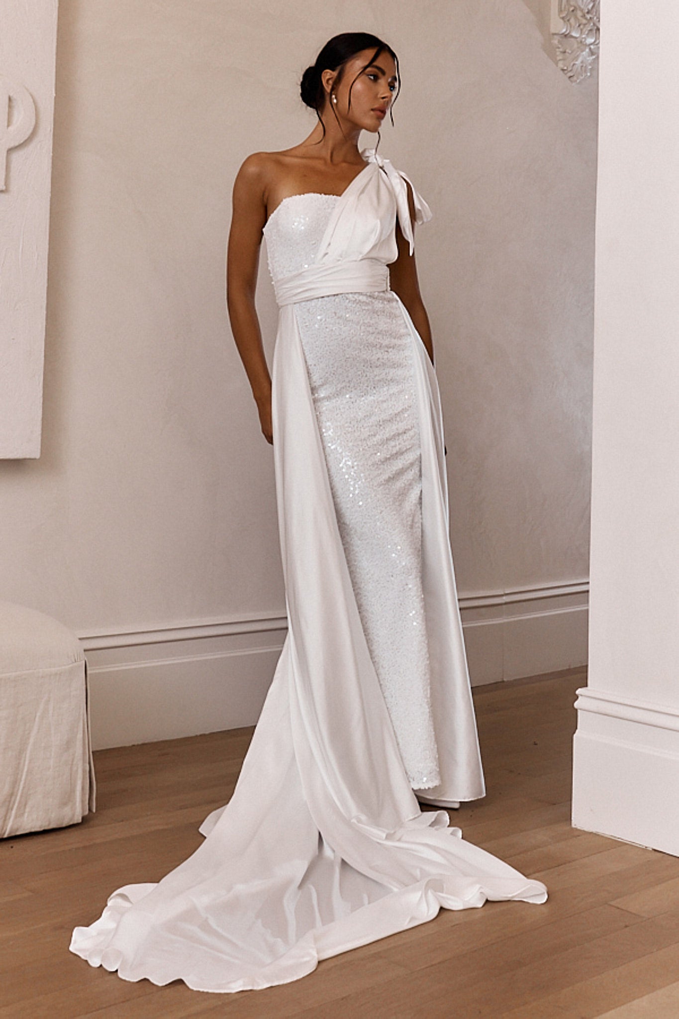 Francene Two Piece Sequin Maxi Dress White by Selfie Leslie Australia