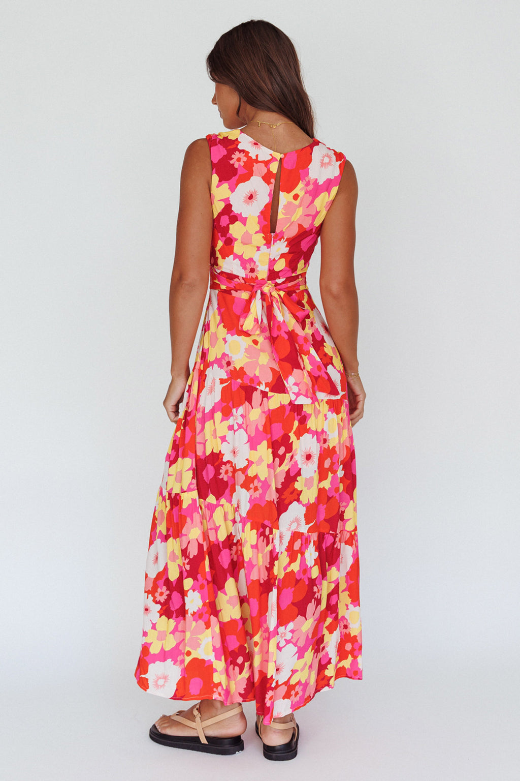 Shaniqua Cut-Out Sleeveless Midi Dress Floral Pink by Selfie Leslie Australia