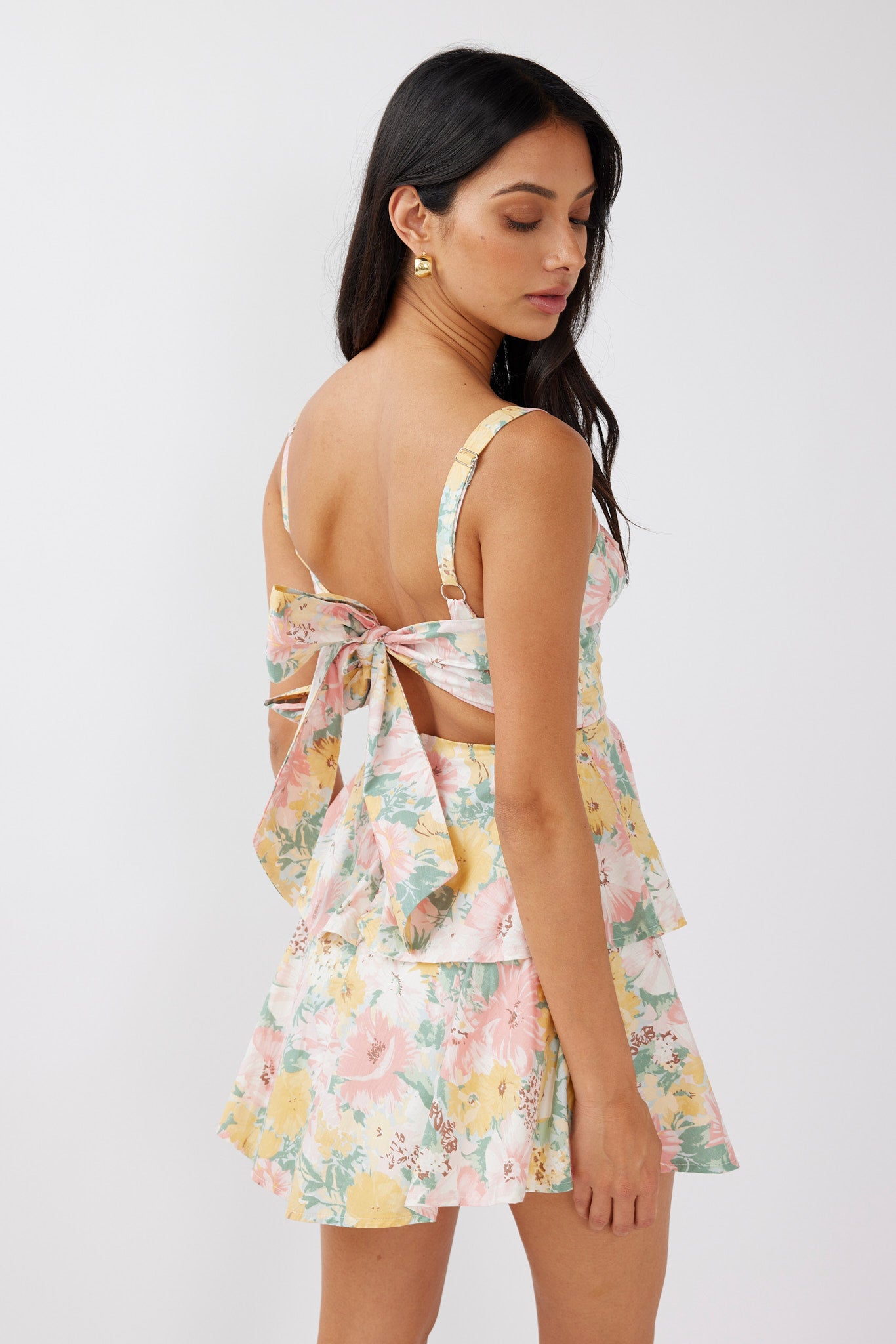 Provence Bloom Tiered Mini Dress Multi Blush by Selfie Leslie Australia