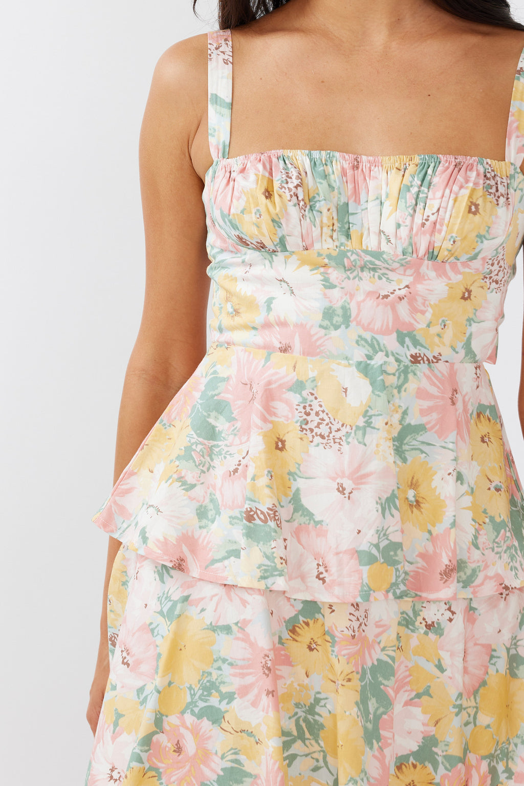 Provence Bloom Tiered Mini Dress Multi Blush by Selfie Leslie Australia