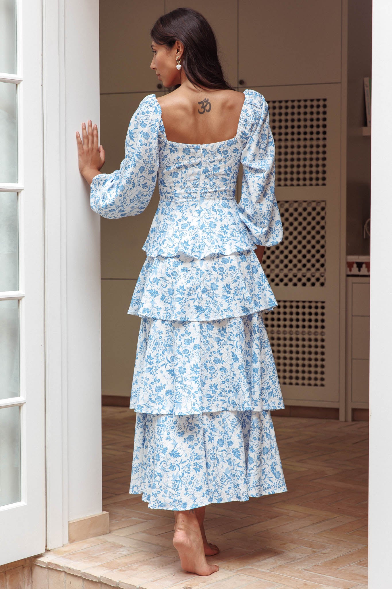 Provence Bloom Long Sleeve Maxi Dress Floral Blue by Selfie Leslie Australia
