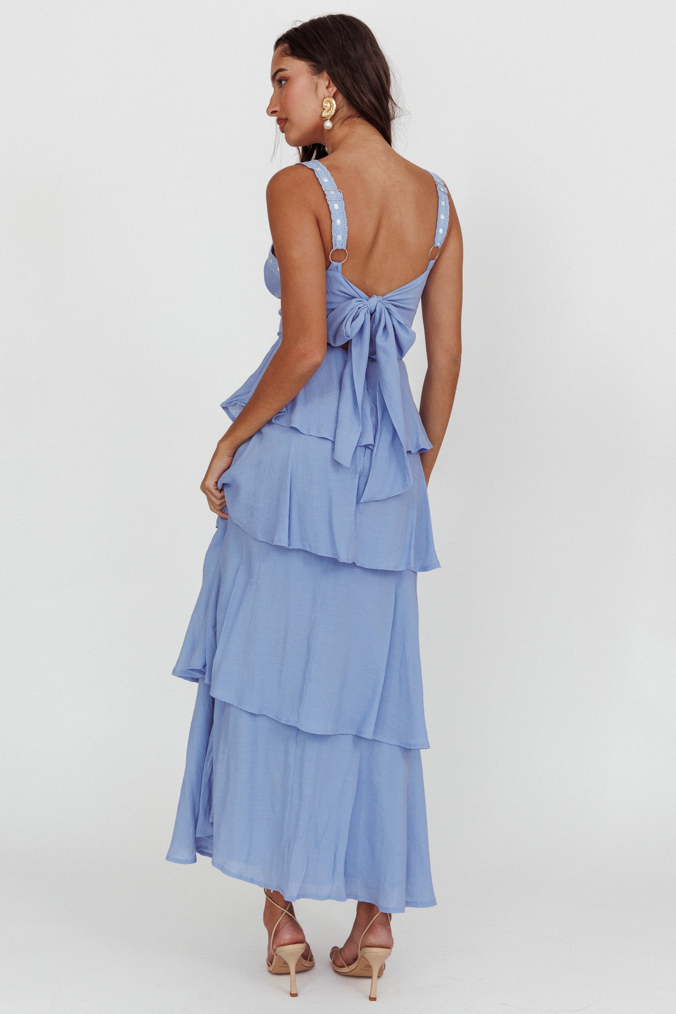 Provence Bloom Tiered Ruffle Maxi Dress Blue by Selfie Leslie Australia