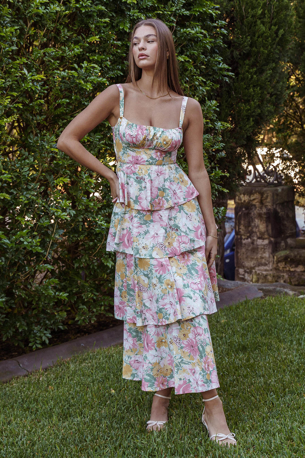 Provence Bloom Tiered Ruffle Maxi Dress Floral by Selfie Leslie Australia