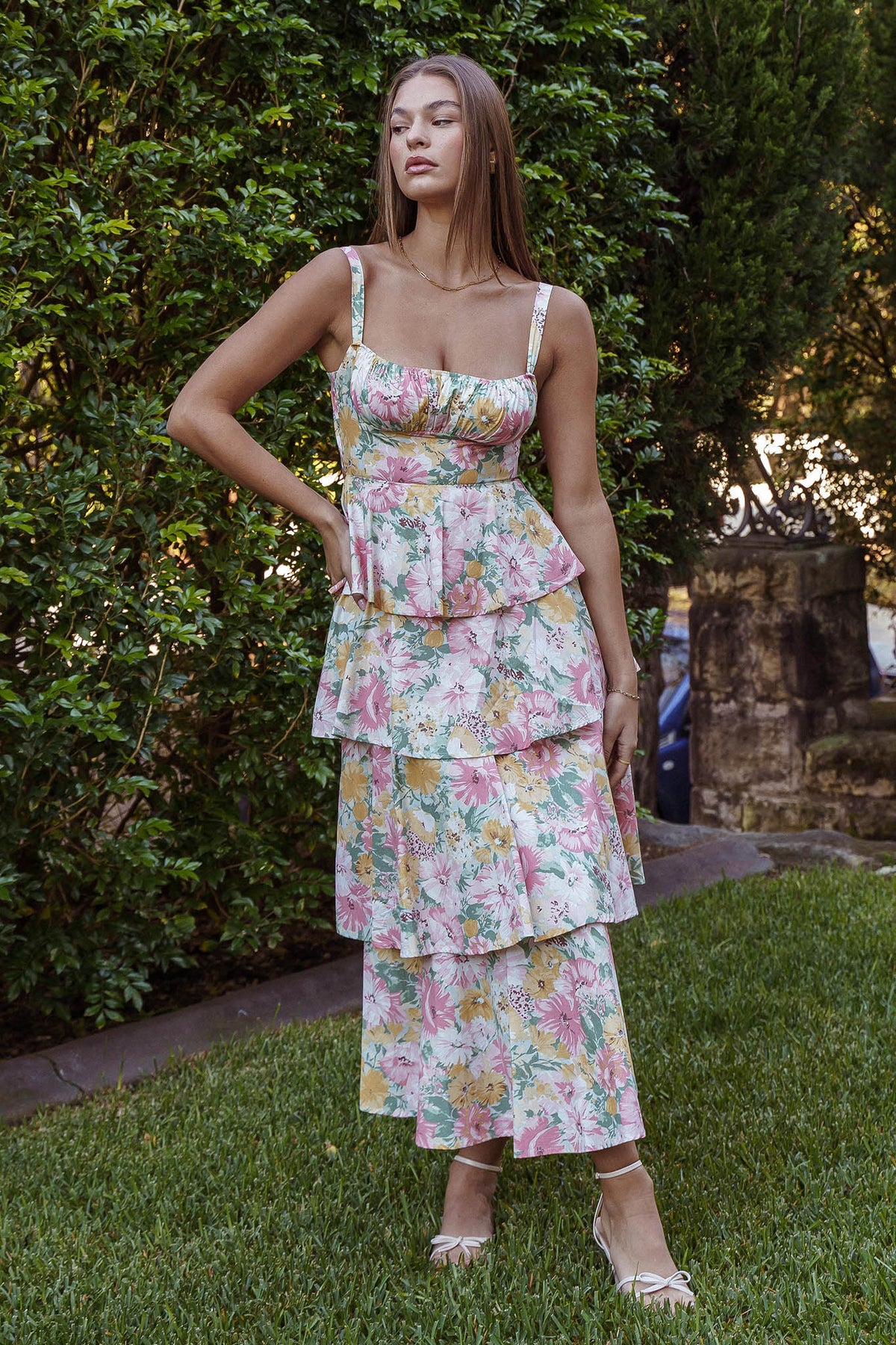 Provence Bloom Tiered Ruffle Maxi Dress Floral by Selfie Leslie Australia