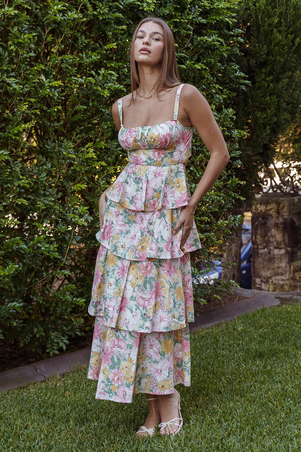 Provence Bloom Tiered Ruffle Maxi Dress Floral by Selfie Leslie Australia