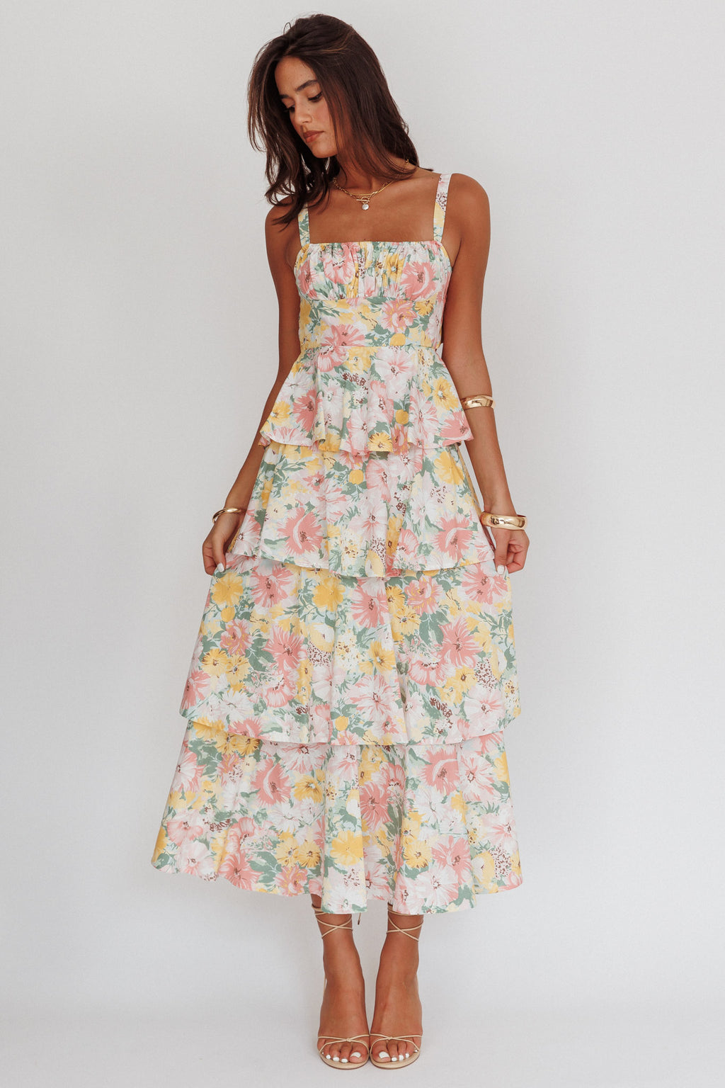 Provence Bloom Tiered Ruffle Maxi Dress Floral by Selfie Leslie Australia