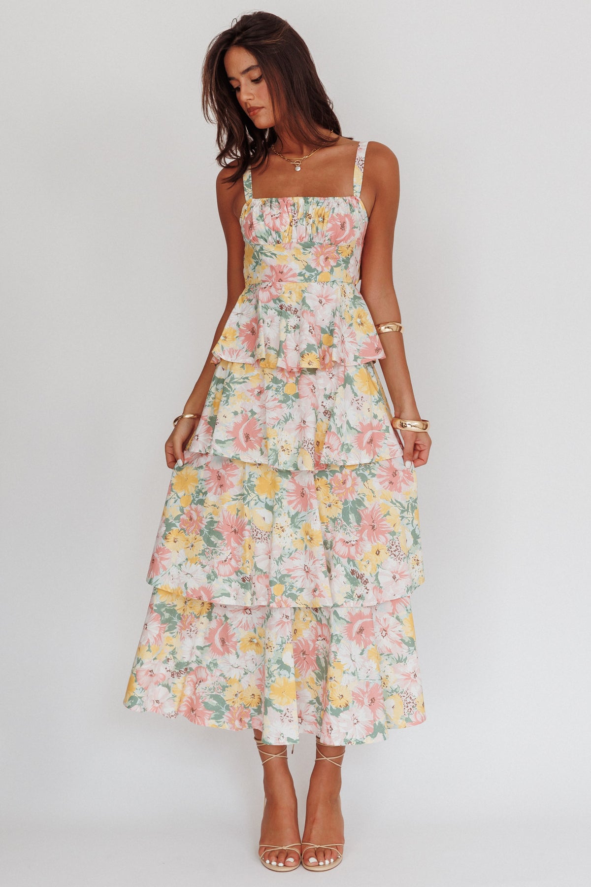 Provence Bloom Tiered Ruffle Maxi Dress Floral by Selfie Leslie Australia