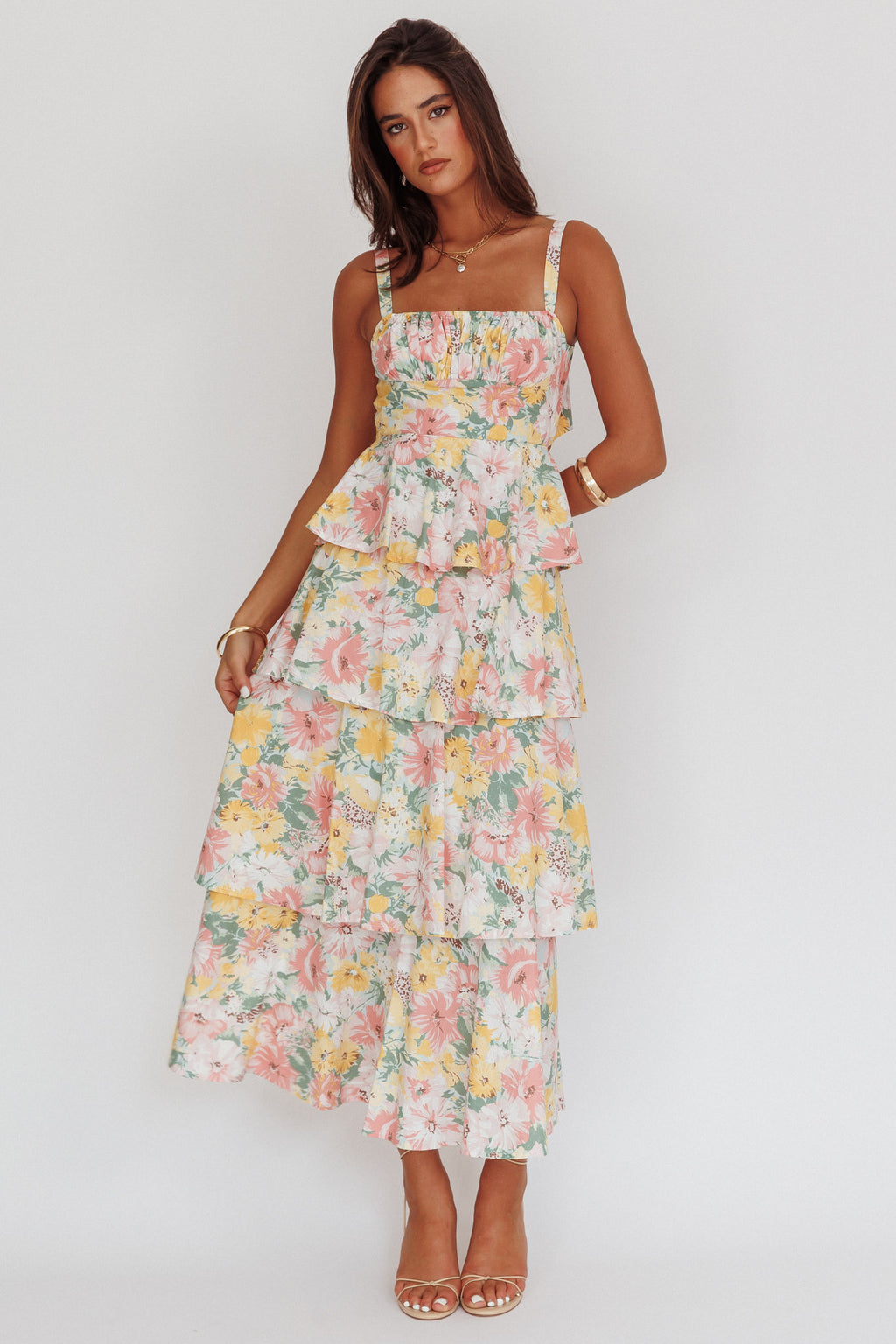Provence Bloom Tiered Ruffle Maxi Dress Floral by Selfie Leslie Australia