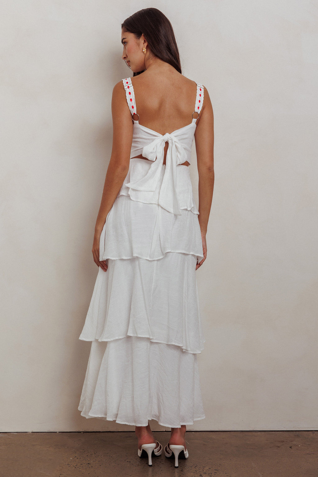 Provence Bloom Tiered Ruffle Maxi Dress Off White by Selfie Leslie Australia