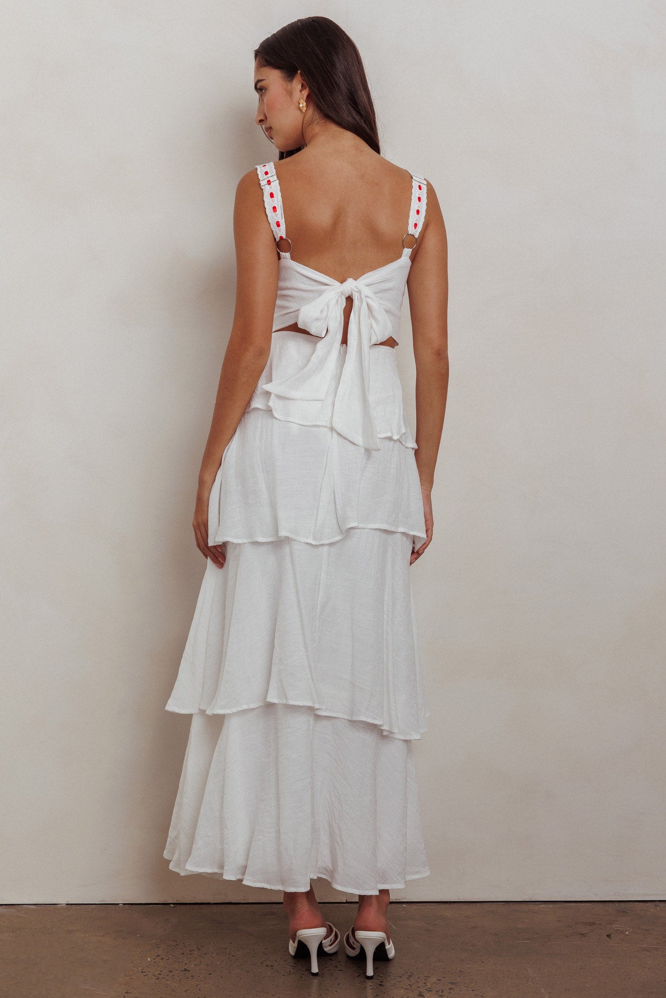 Provence Bloom Tiered Ruffle Maxi Dress Off White by Selfie Leslie Australia