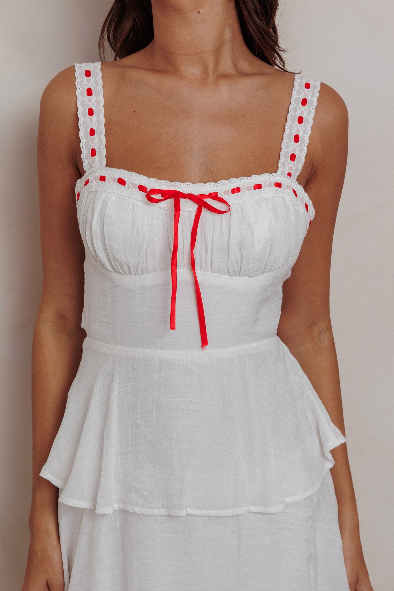 Provence Bloom Tiered Ruffle Maxi Dress Off White by Selfie Leslie Australia