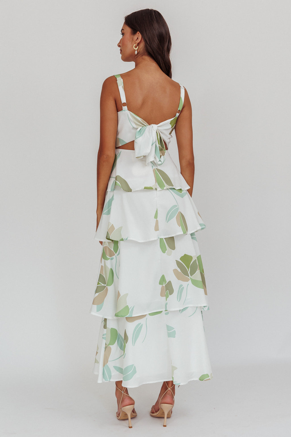Provence Bloom Tiered Floral Maxi Dress Green by Selfie Leslie Australia