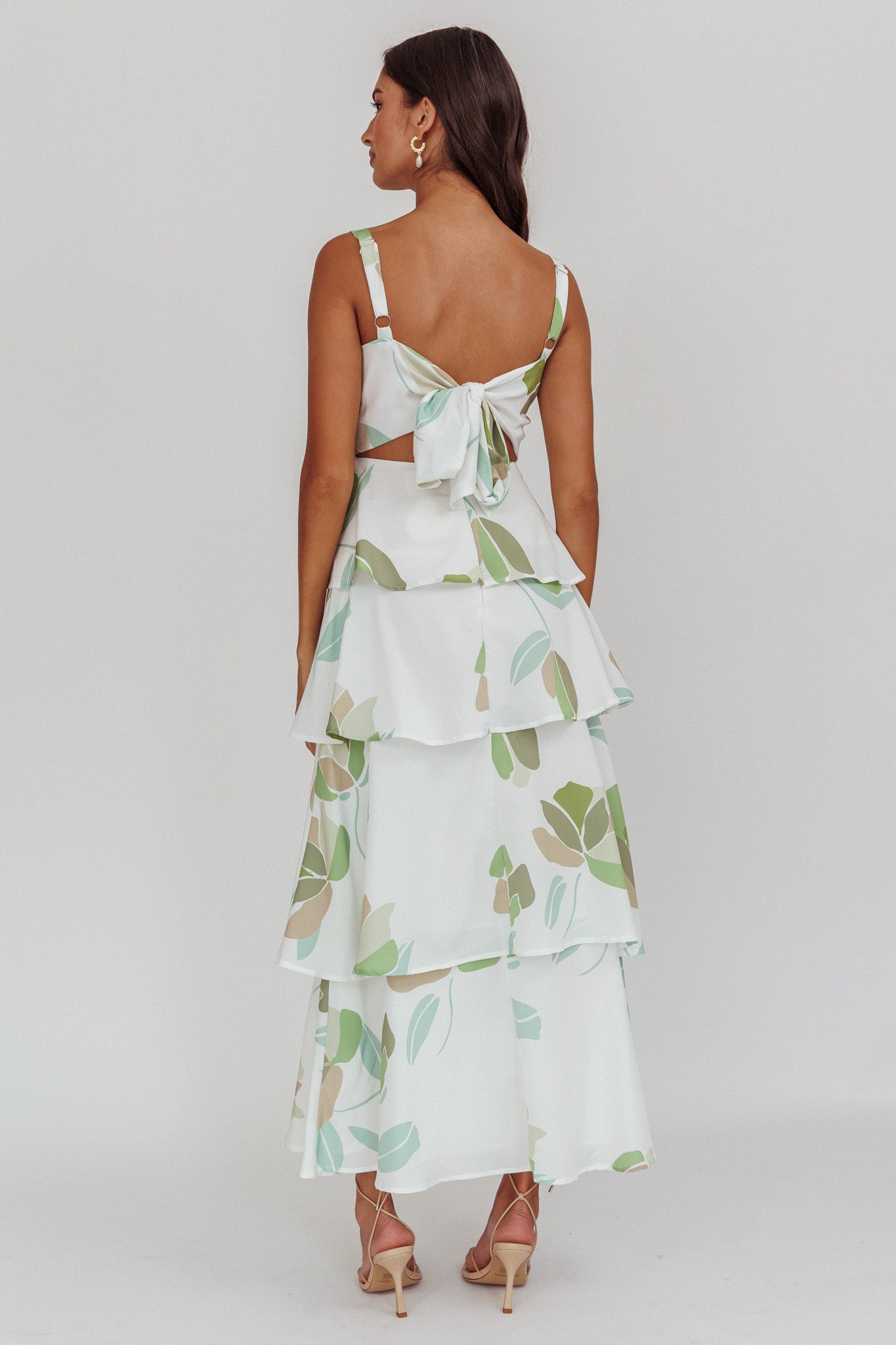 Provence Bloom Tiered Floral Maxi Dress Green by Selfie Leslie Australia