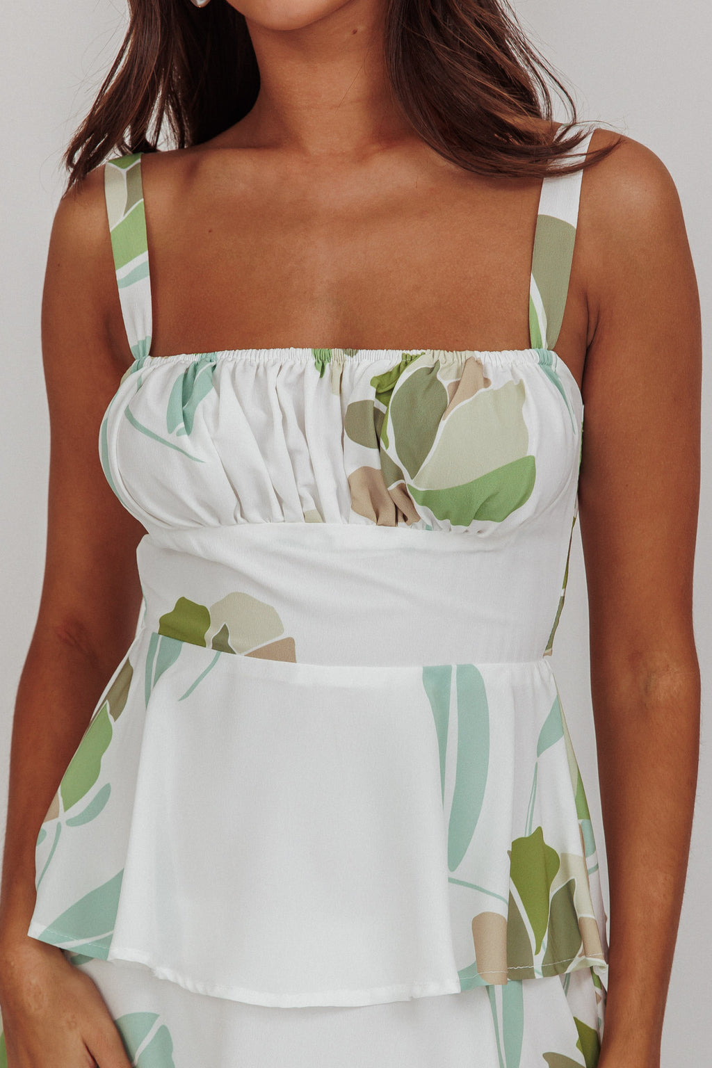 Provence Bloom Tiered Floral Maxi Dress Green by Selfie Leslie Australia