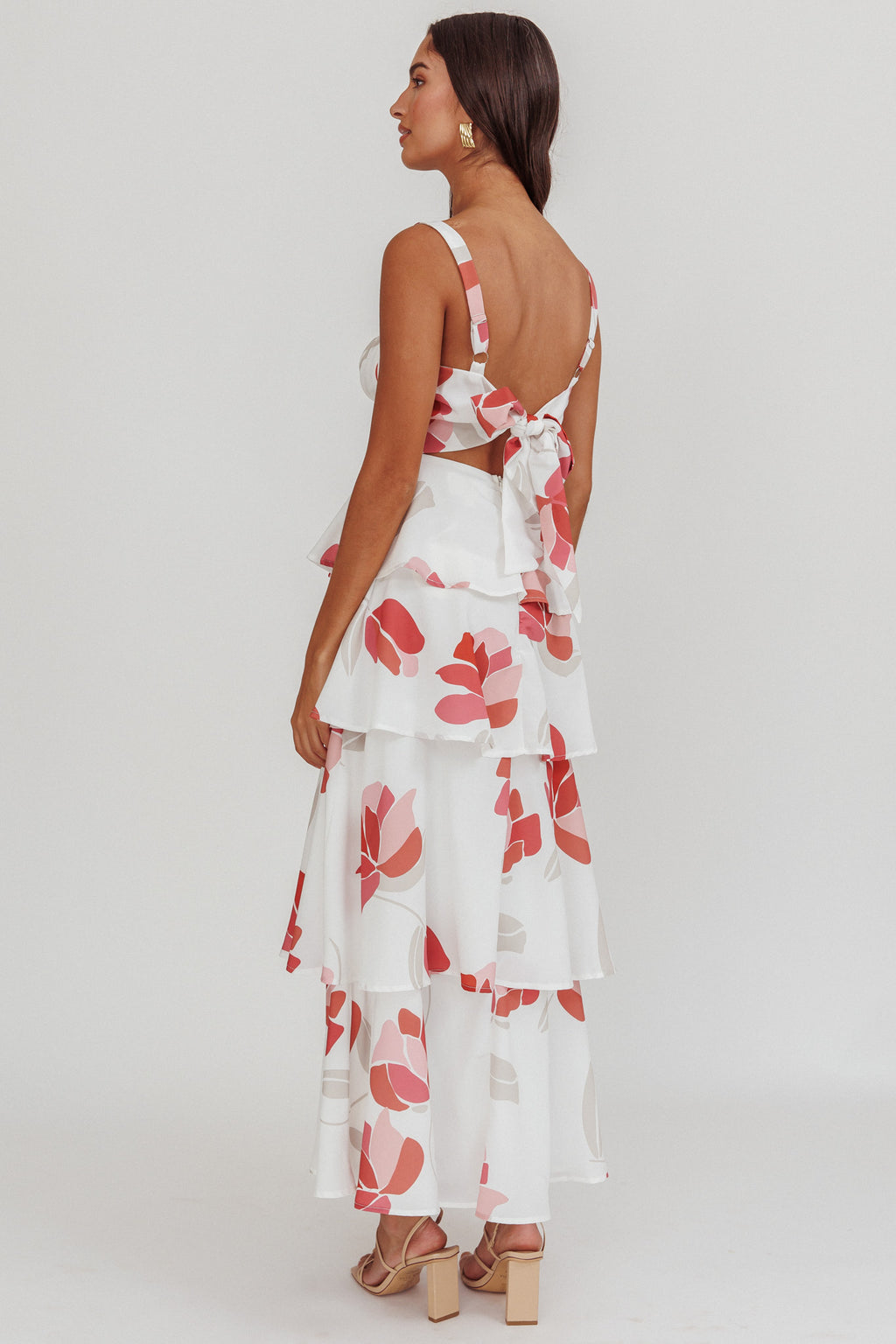 Provence Bloom Tiered Floral Maxi Dress Rose by Selfie Leslie Australia
