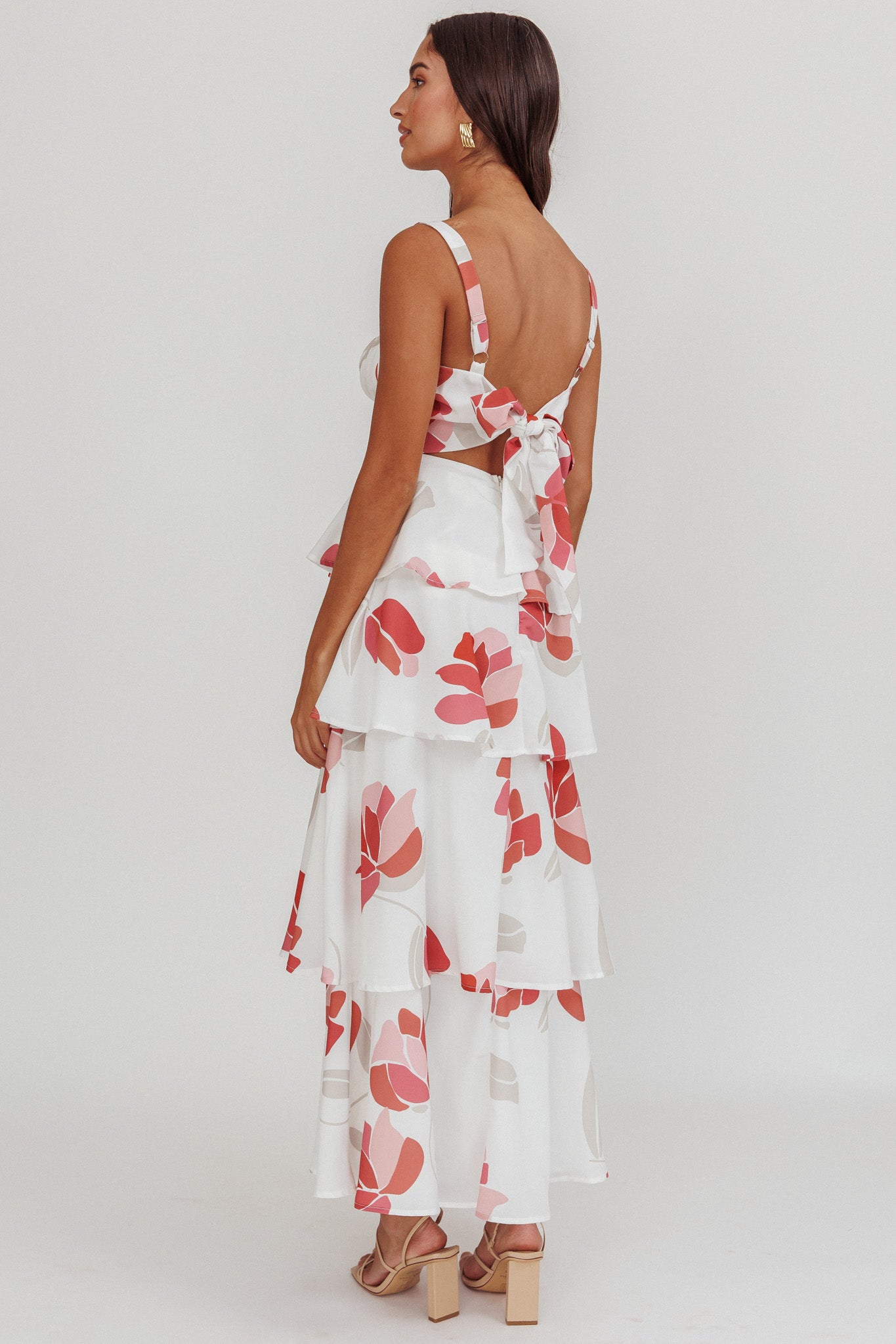 Provence Bloom Tiered Floral Maxi Dress Rose by Selfie Leslie Australia