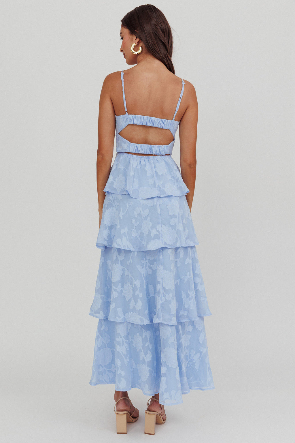 Provence Bloom Tiered Maxi Dress Blue by Selfie Leslie Australia