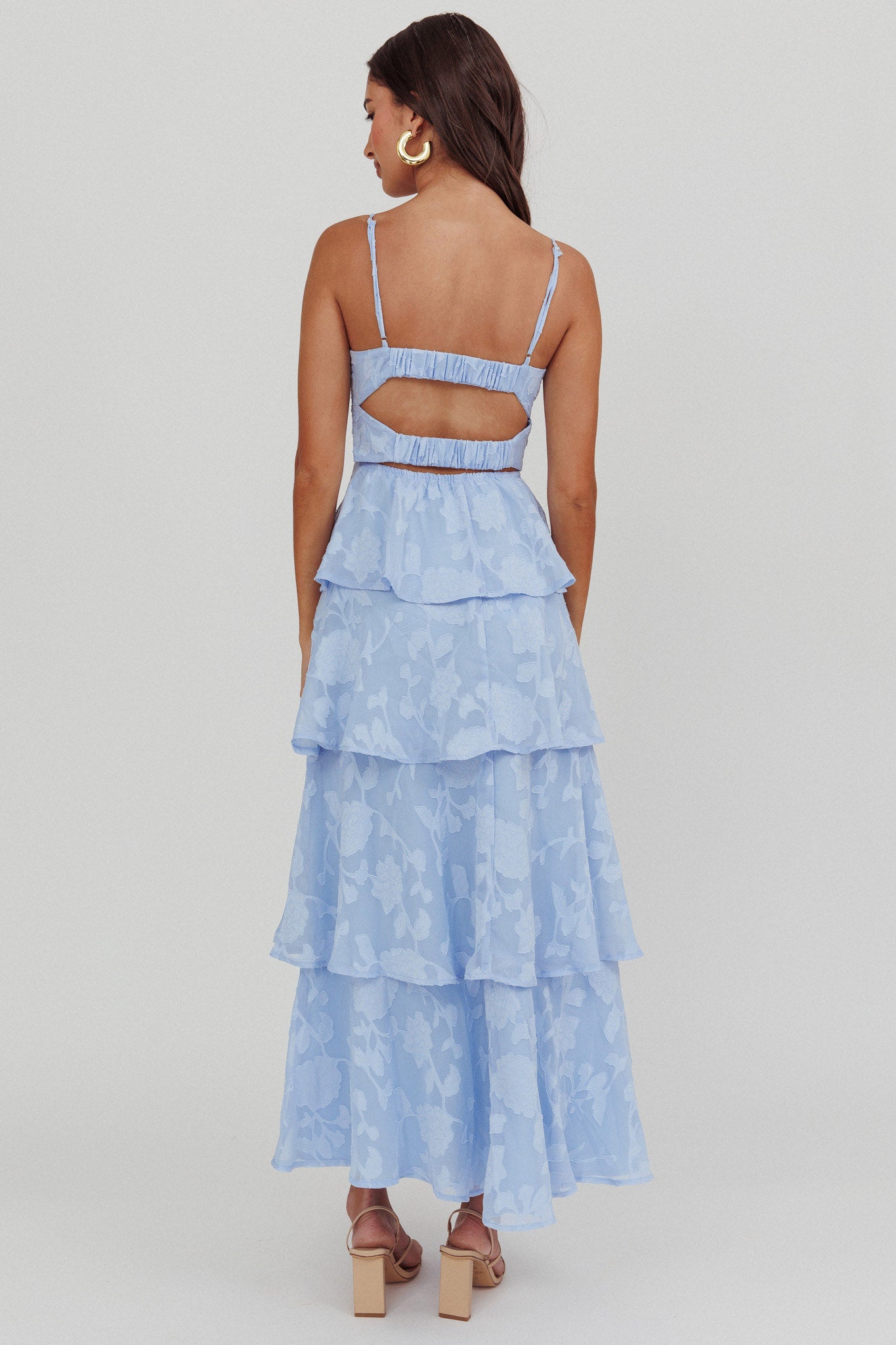 Provence Bloom Tiered Maxi Dress Blue by Selfie Leslie Australia