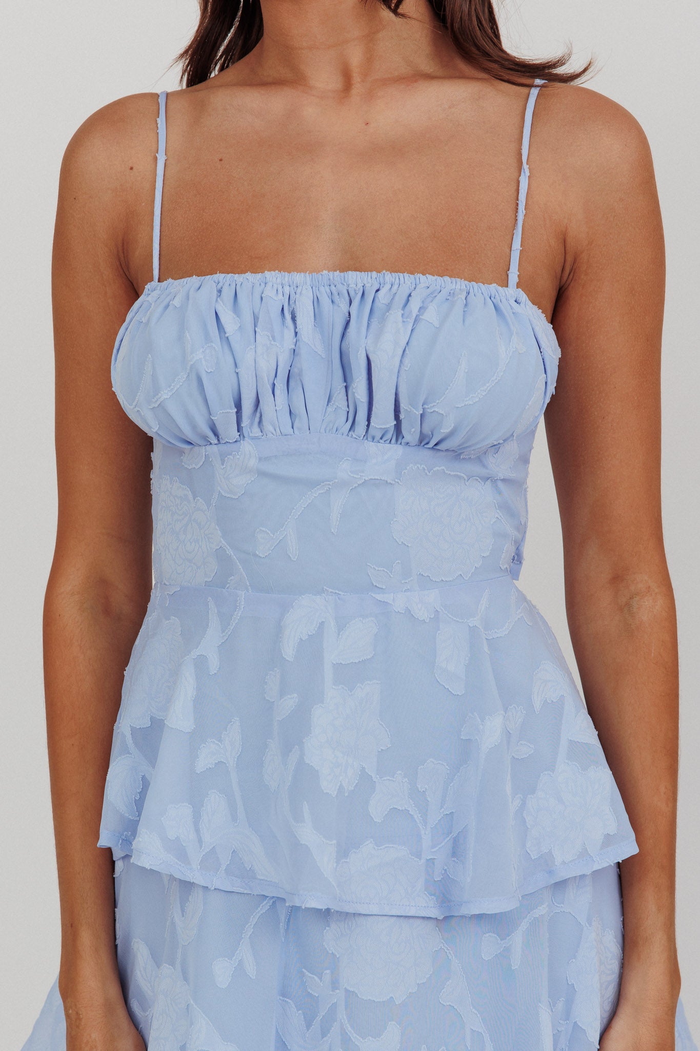 Provence Bloom Tiered Maxi Dress Blue by Selfie Leslie Australia
