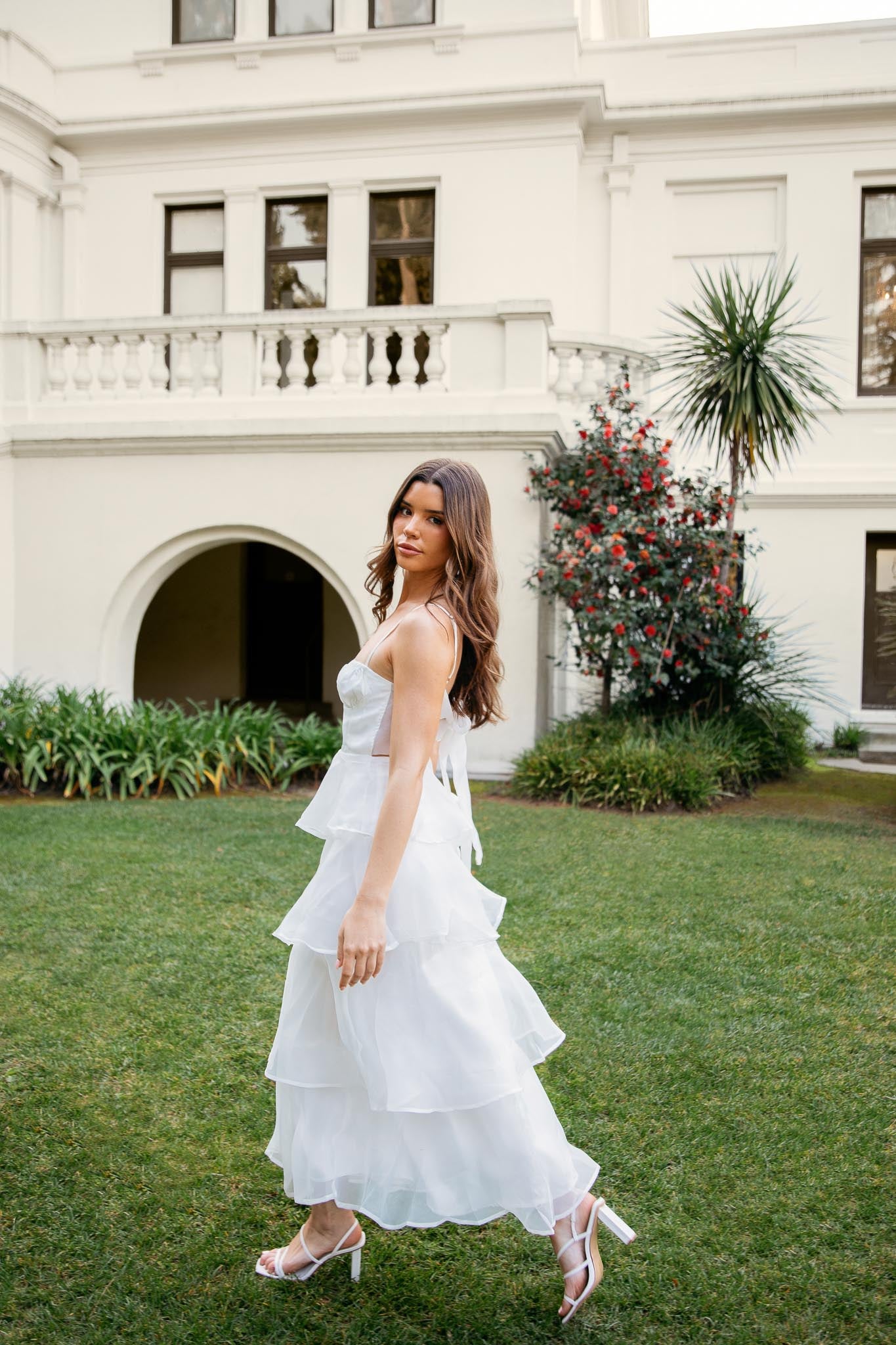 Provence Bloom Tiered Midi Dress White by Selfie Leslie Australia