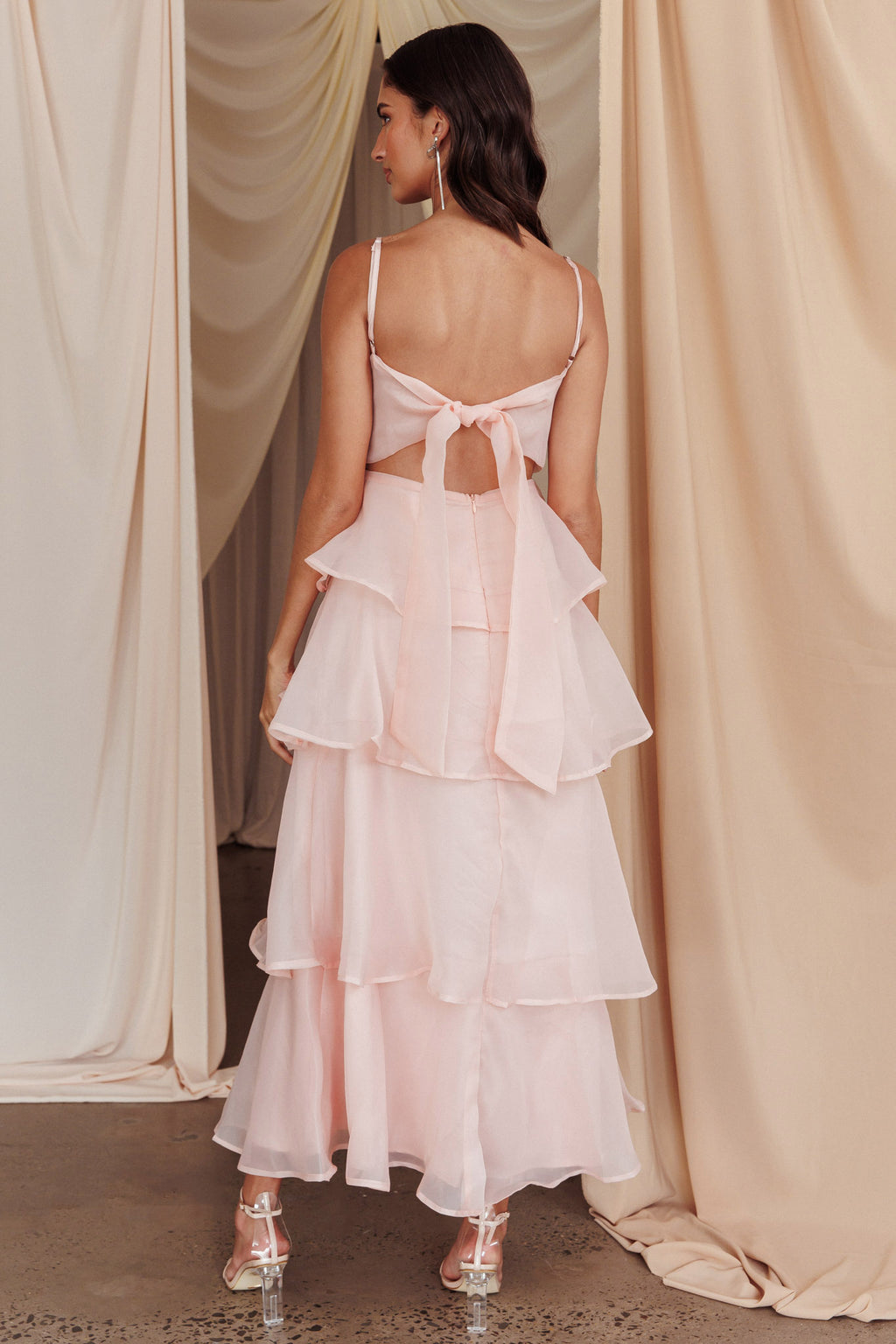 Provence Bloom Tiered Midi Dress Blush by Selfie Leslie Australia
