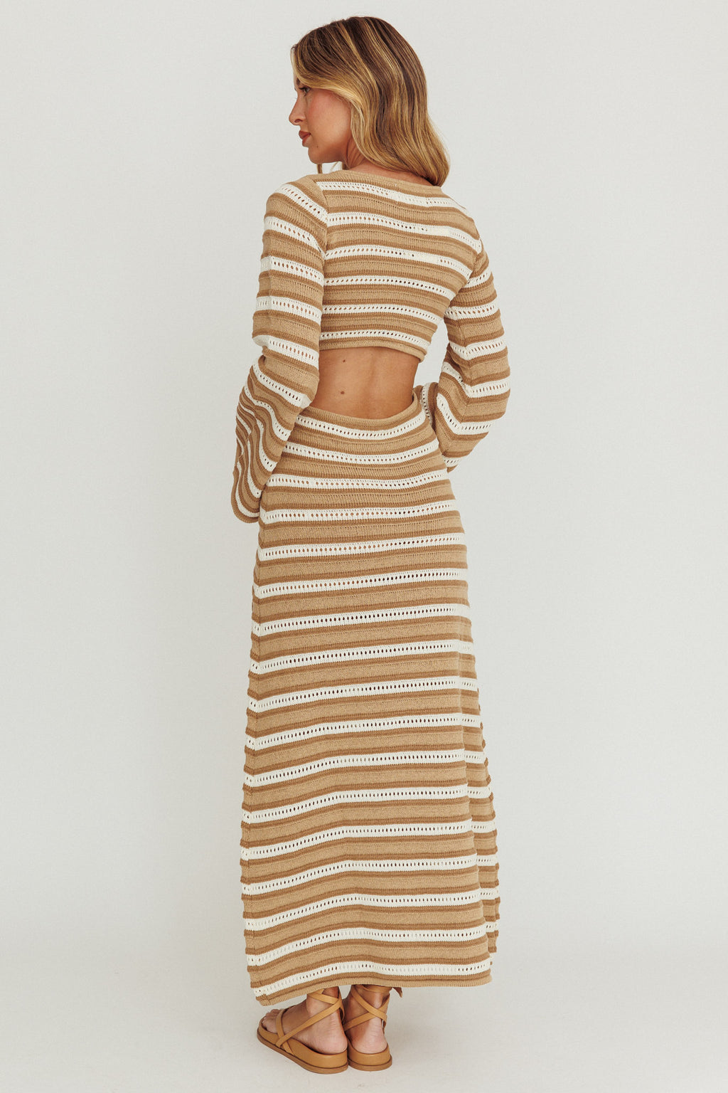 Meredith Long Sleeve Cut-Out Maxi Dress Chocolate by Selfie Leslie Australia