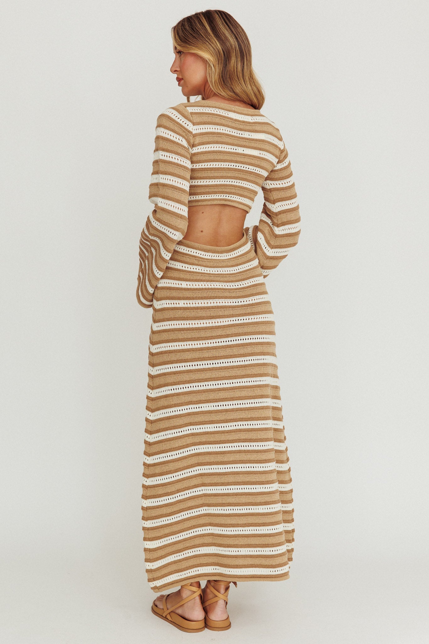 Meredith Long Sleeve Cut-Out Maxi Dress Chocolate by Selfie Leslie Australia