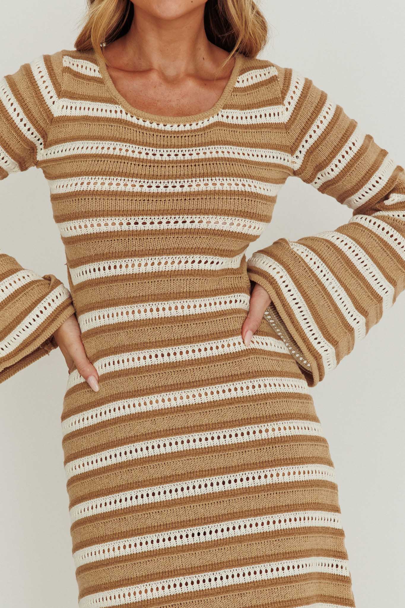 Meredith Long Sleeve Cut-Out Maxi Dress Chocolate by Selfie Leslie Australia
