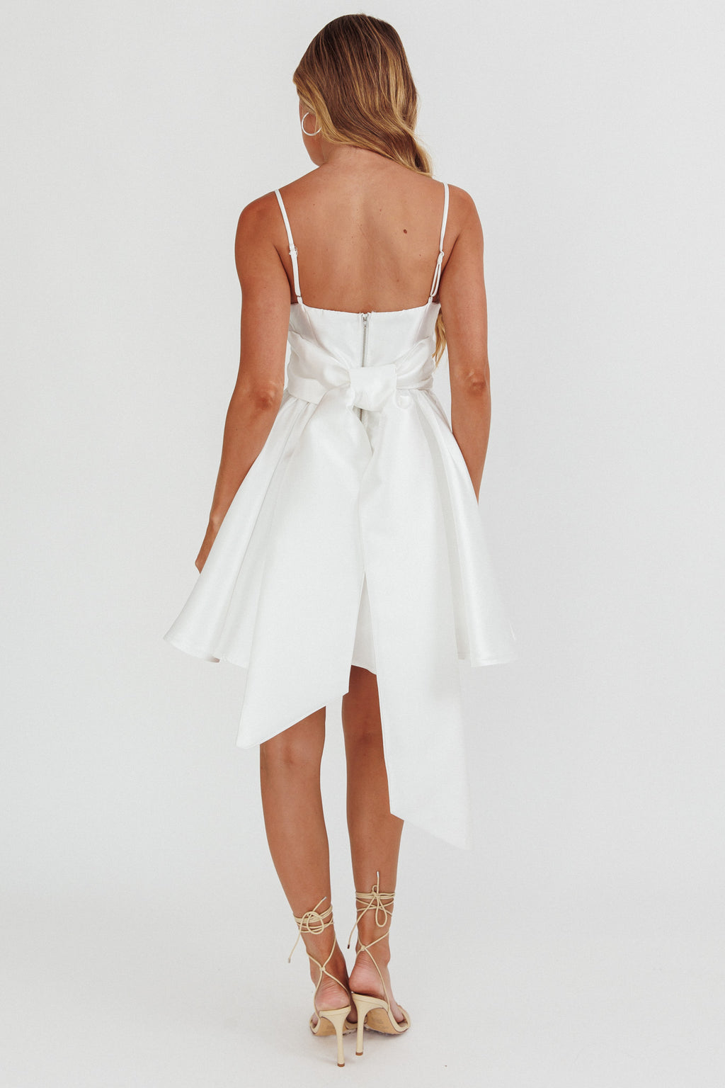 Athens Flared Bow Mini Dress White by Selfie Leslie Australia