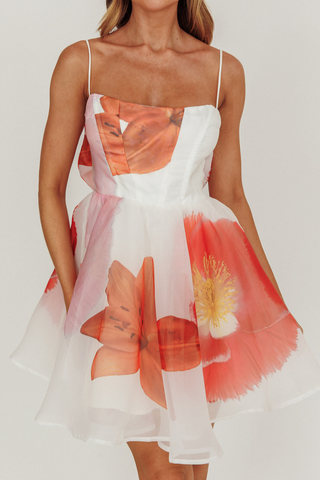 Athens Flared Bow Mini Dress Off White by Selfie Leslie Australia