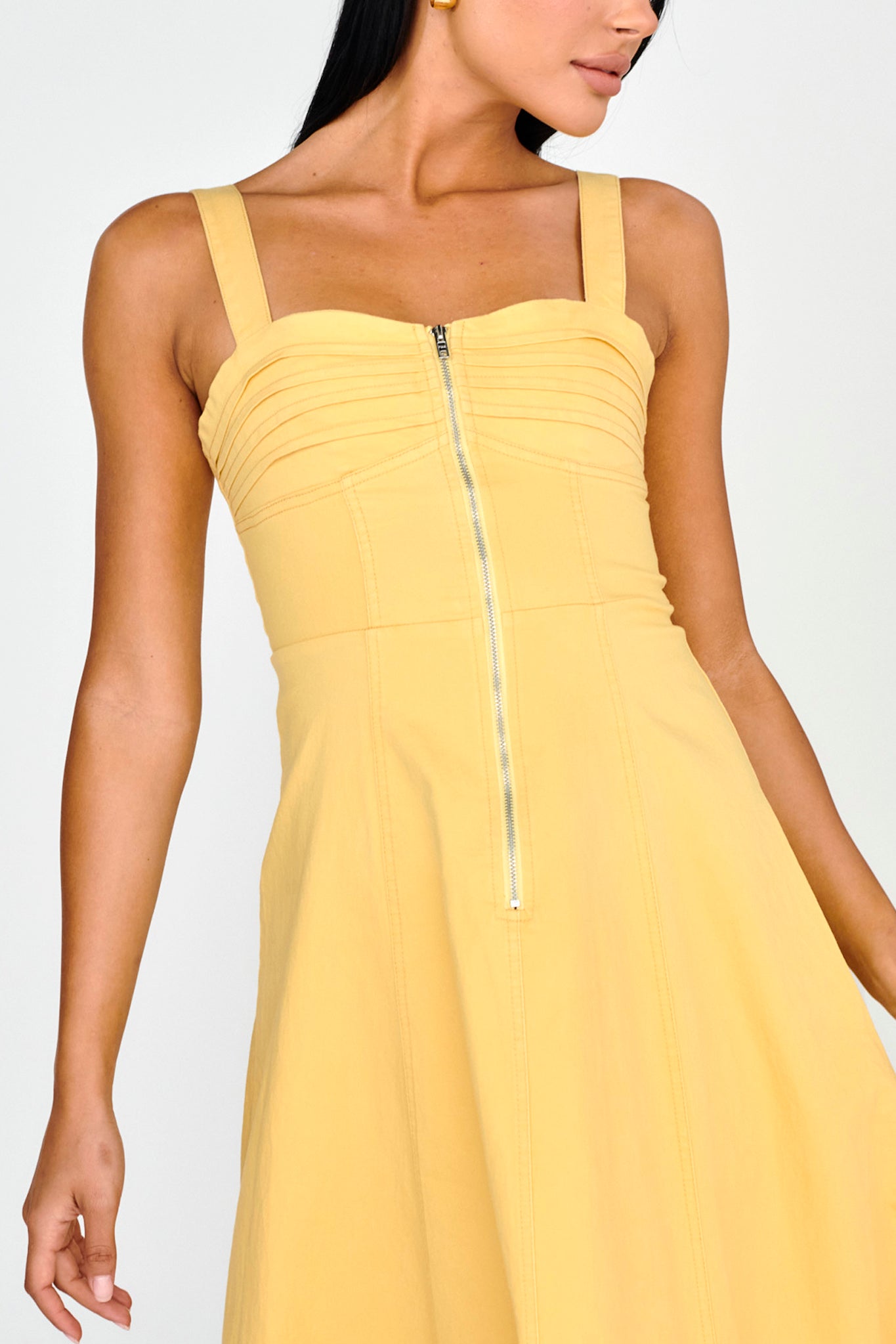Emilio Pleated Bust A-Line Midi Dress Yellow by Selfie Leslie Australia