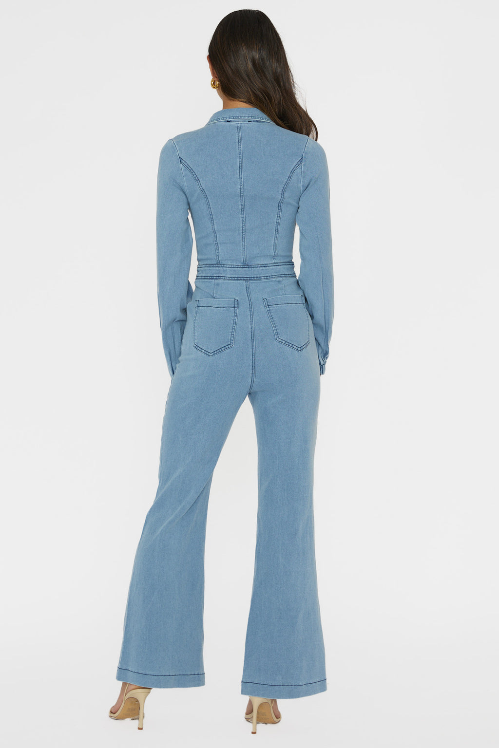 Emilio Long Sleeve Jumpsuit Denim Blue by Selfie Leslie Australia