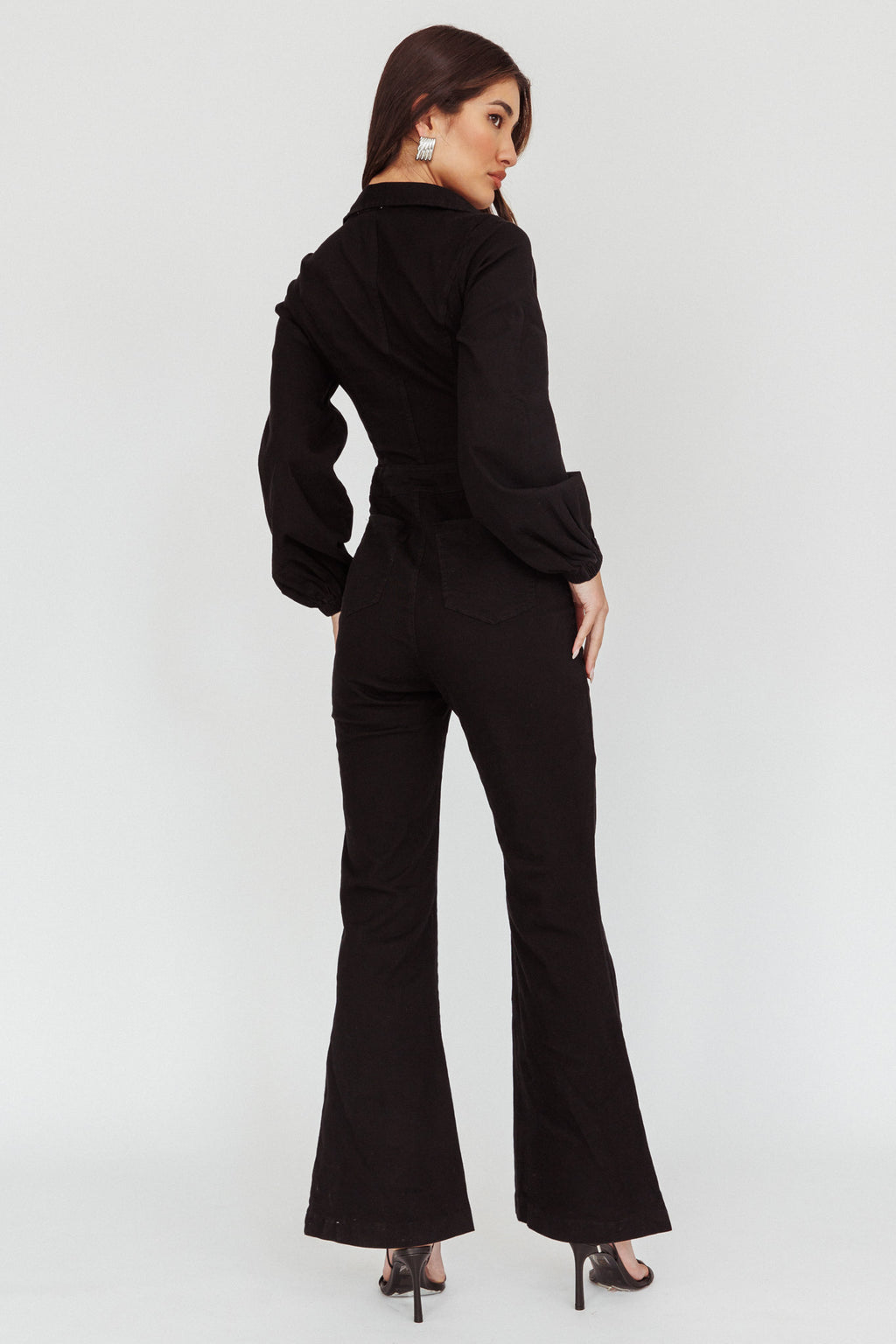 Emilio Long Sleeve Jumpsuit Denim Black by Selfie Leslie Australia