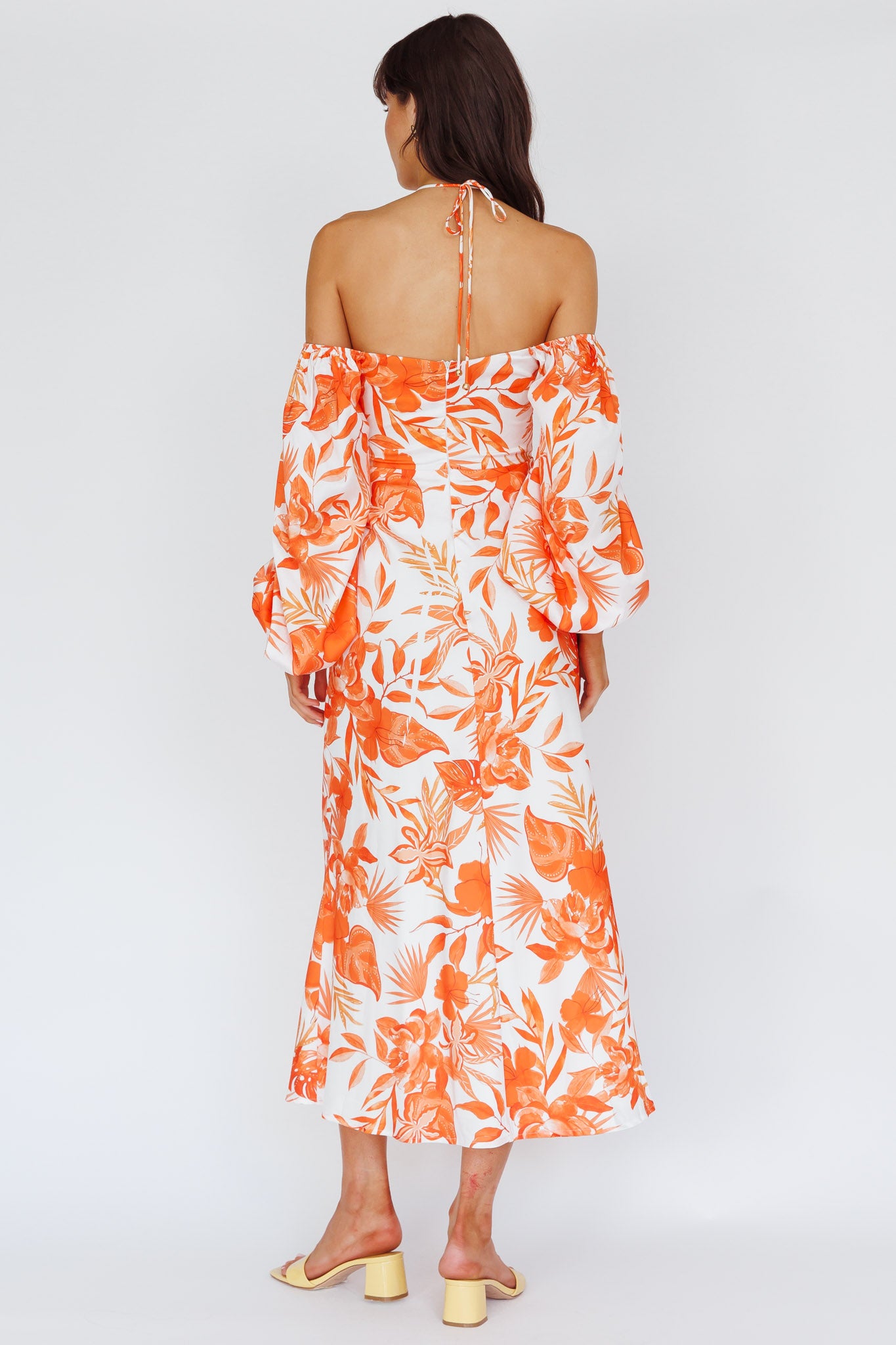 Nyree Long Sleeve Maxi Dress Tropical Orange by Selfie Leslie Australia