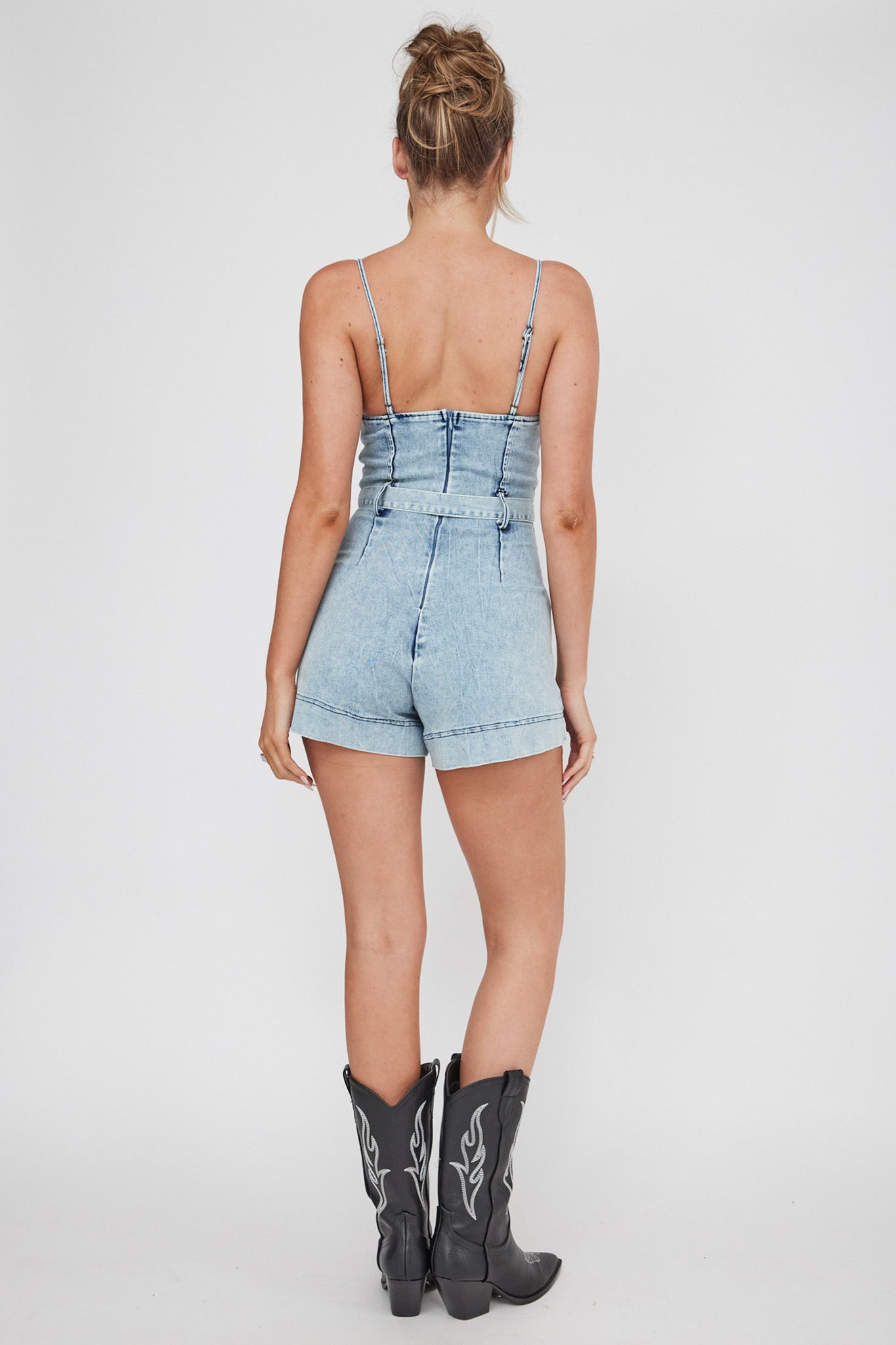 Laureen Pocket Romper Denim by Selfie Leslie Australia