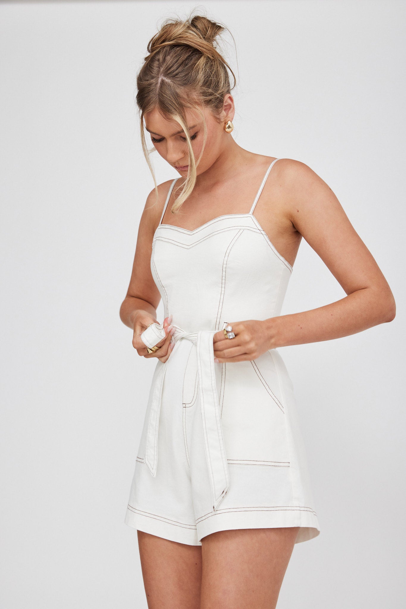 Laureen Pocket Romper White by Selfie Leslie Australia