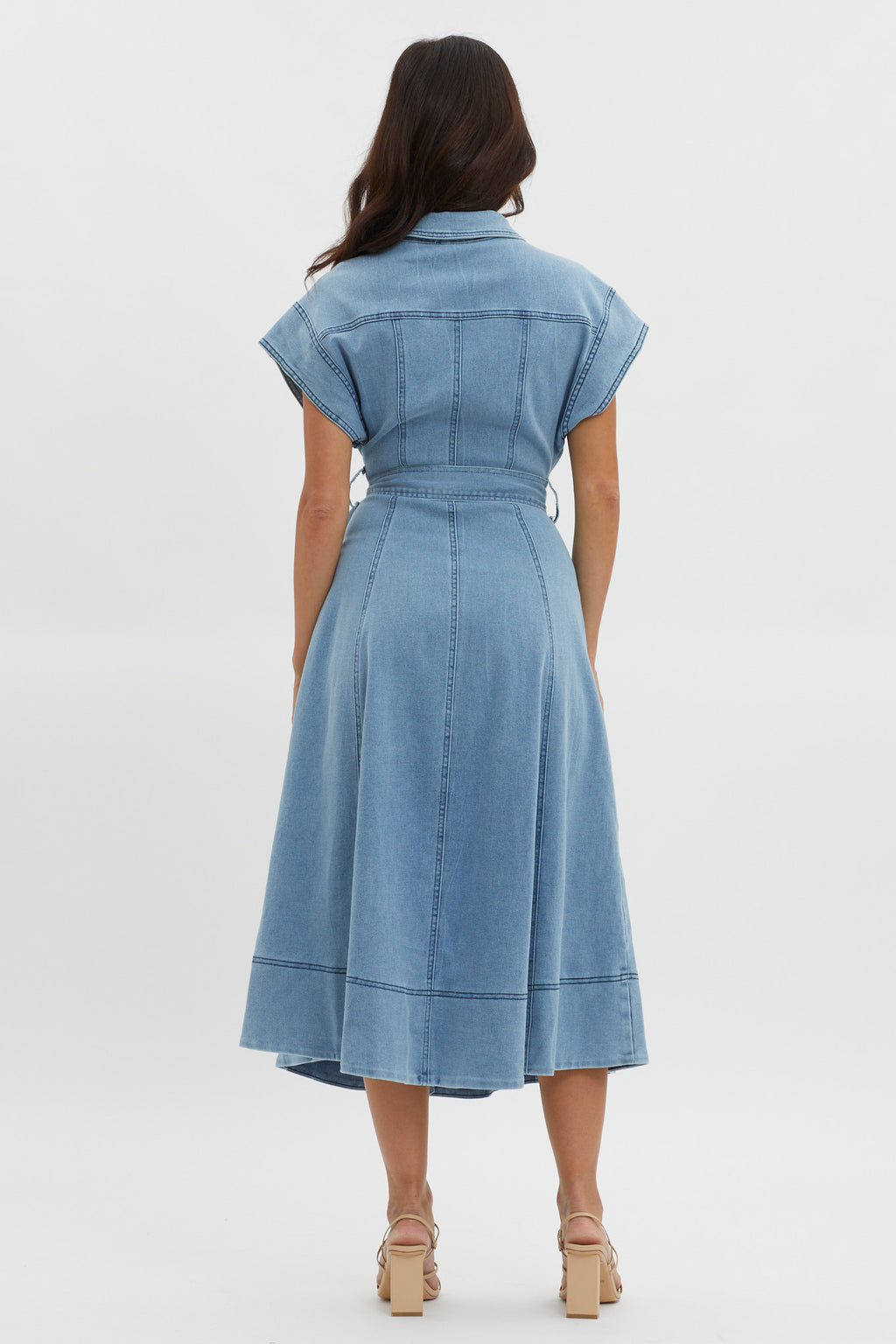 Laureen Short Sleeve Midi Dress Denim Blue by Selfie Leslie Australia