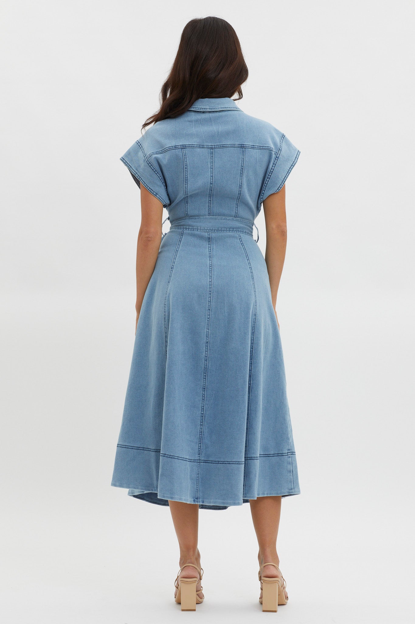 Laureen Short Sleeve Midi Dress Denim Blue by Selfie Leslie Australia