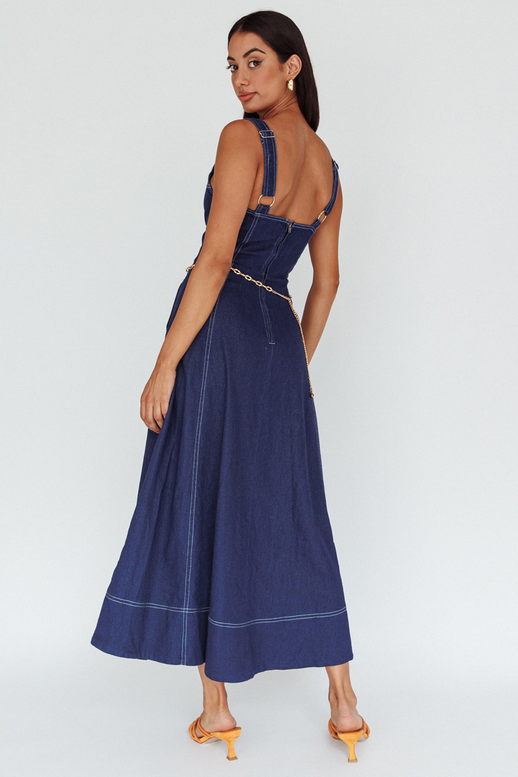 Laureen Pocket Maxi Dress Denim Indigo by Selfie Leslie Australia