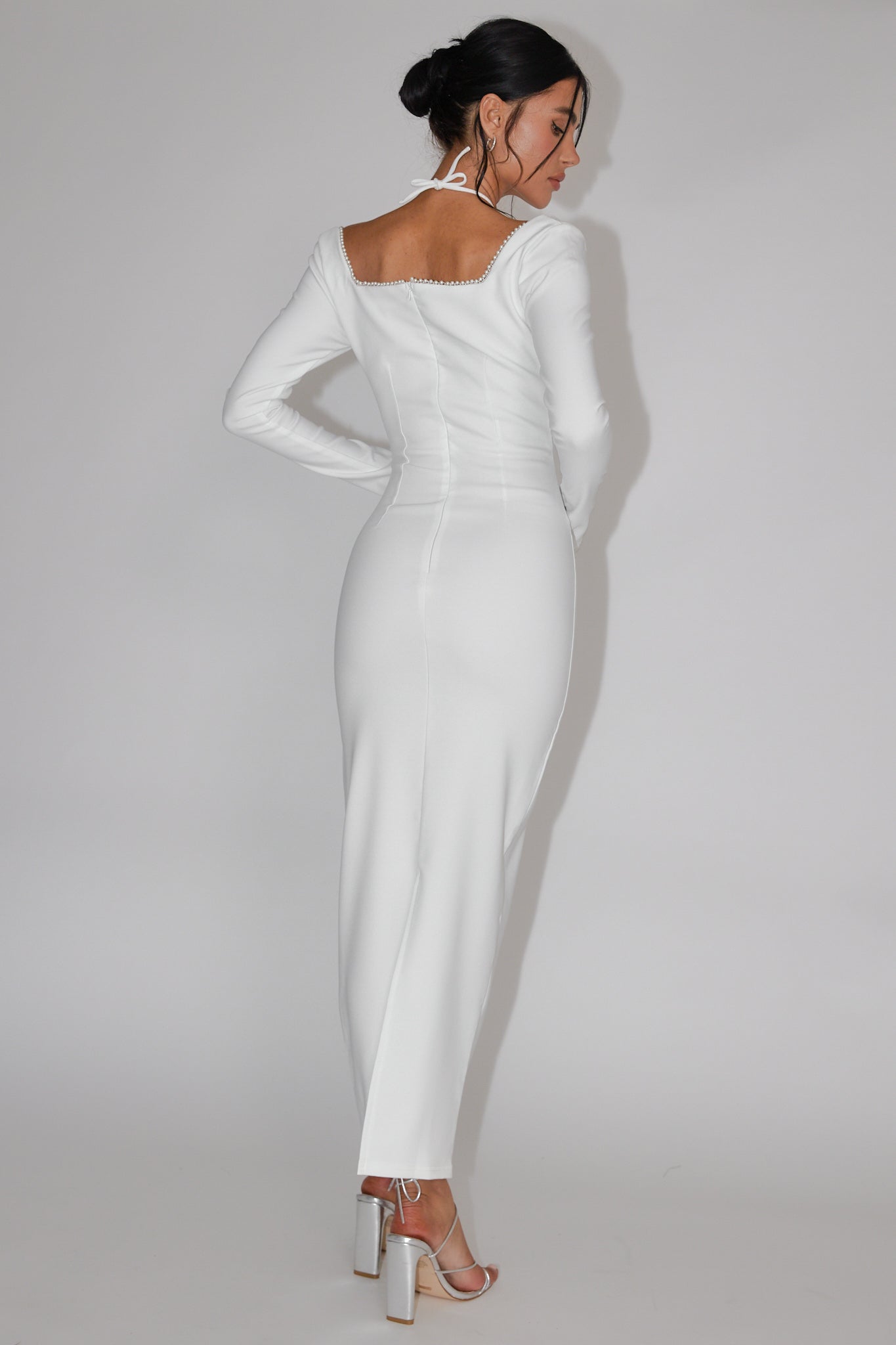 Samantha Pearl Trim Midi Dress White by Selfie Leslie Australia