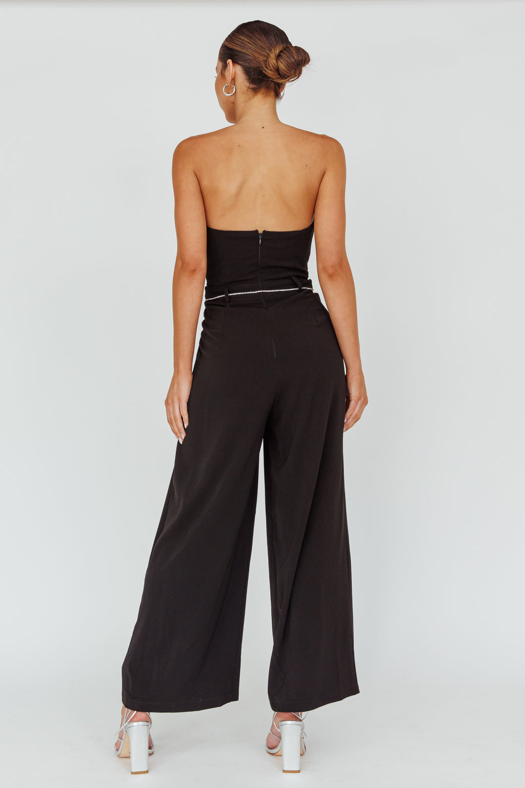 Kayte Strapless Belted Waist Jumpsuit Black by Selfie Leslie Australia