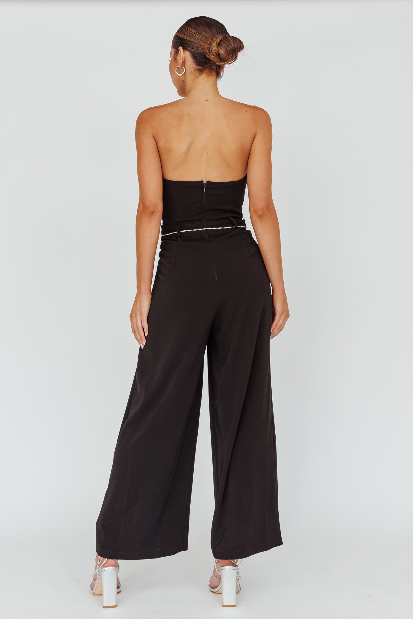 Kayte Strapless Belted Waist Jumpsuit Black by Selfie Leslie Australia