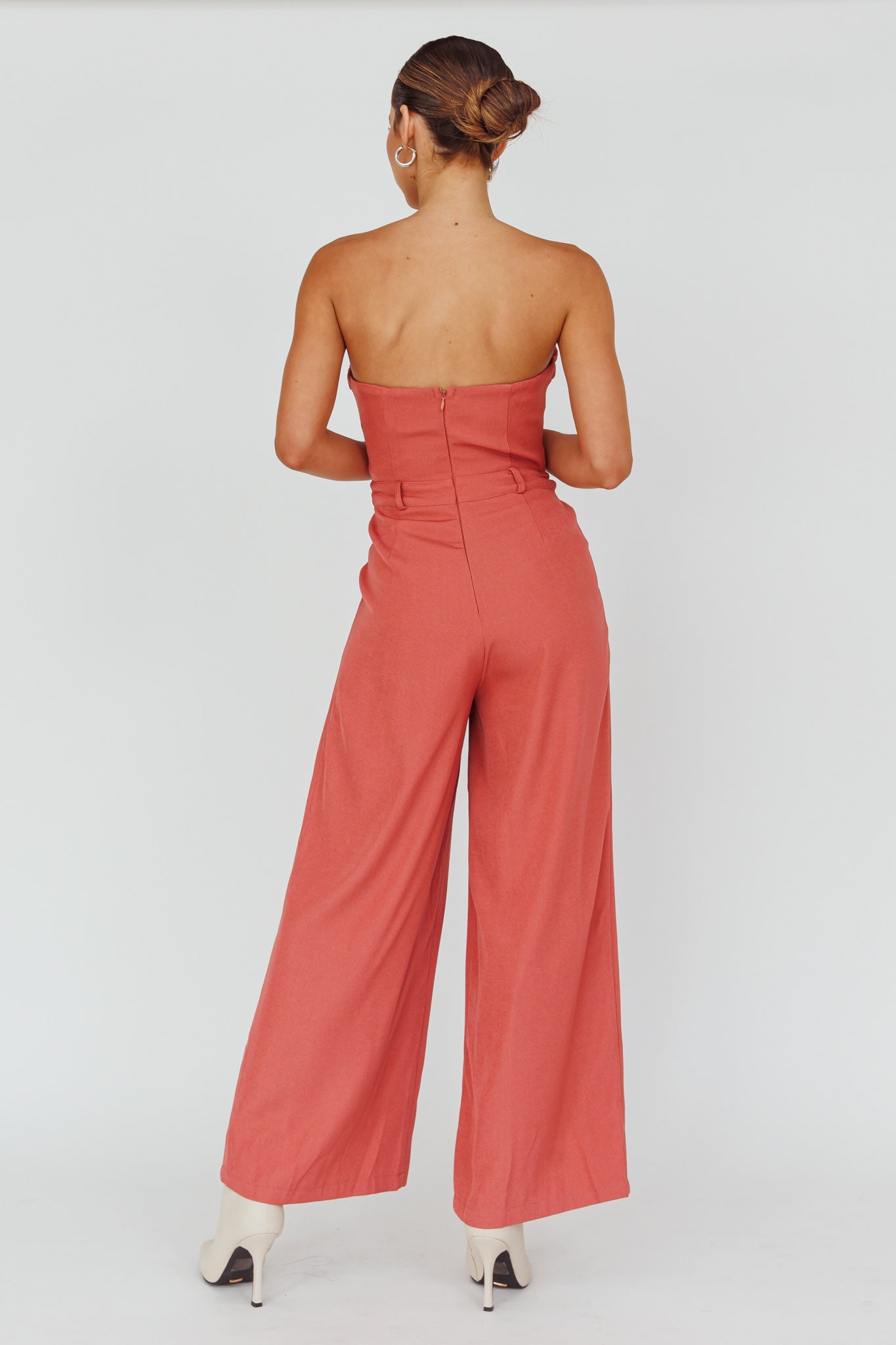 Kayte Strapless Belted Waist Jumpsuit Rose by Selfie Leslie Australia