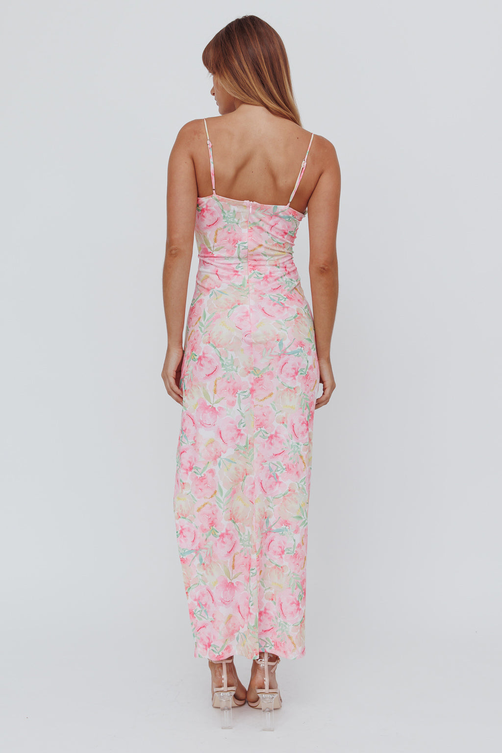 Catriona Split Ruffle Midi Dress Floral Yellow by Selfie Leslie Australia
