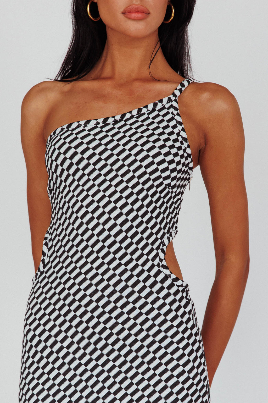 Cinzia One-Shoulder Cut-Out Midi Dress Black by Selfie Leslie Australia