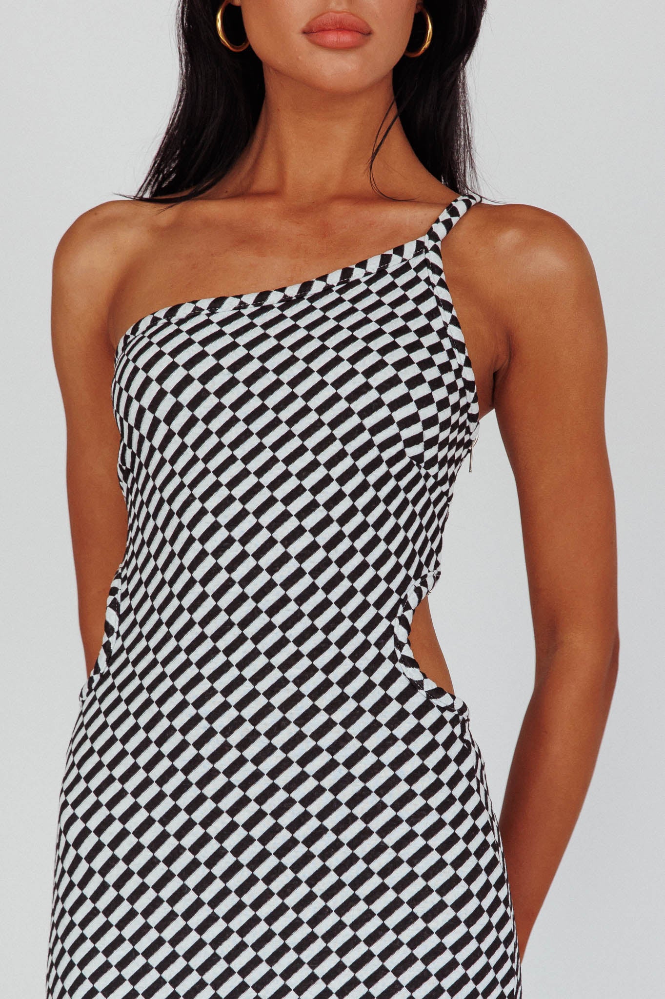 Cinzia One-Shoulder Cut-Out Midi Dress Black by Selfie Leslie Australia