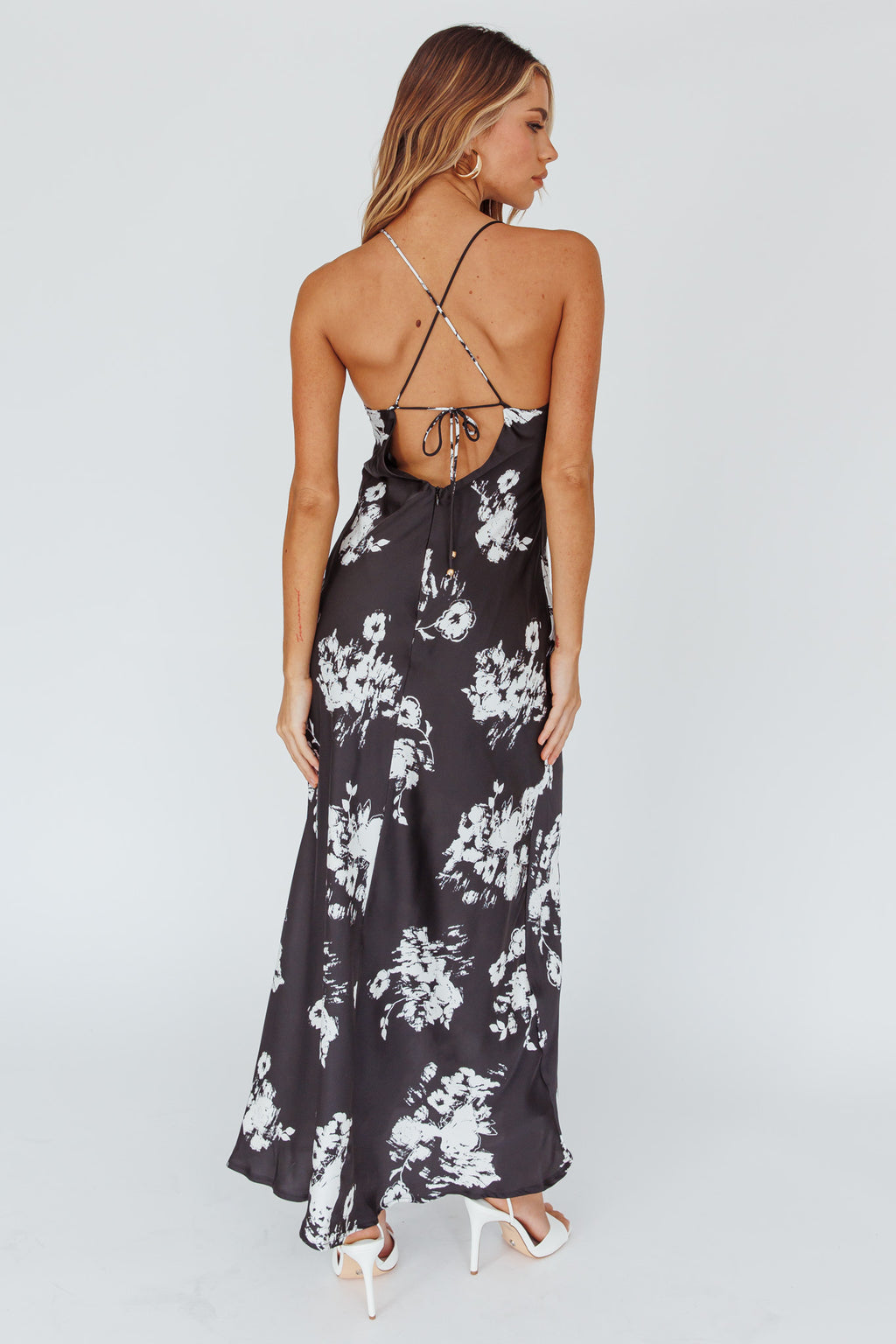 Lyndel Tied Back Slip Midi Dress Black by Selfie Leslie Australia