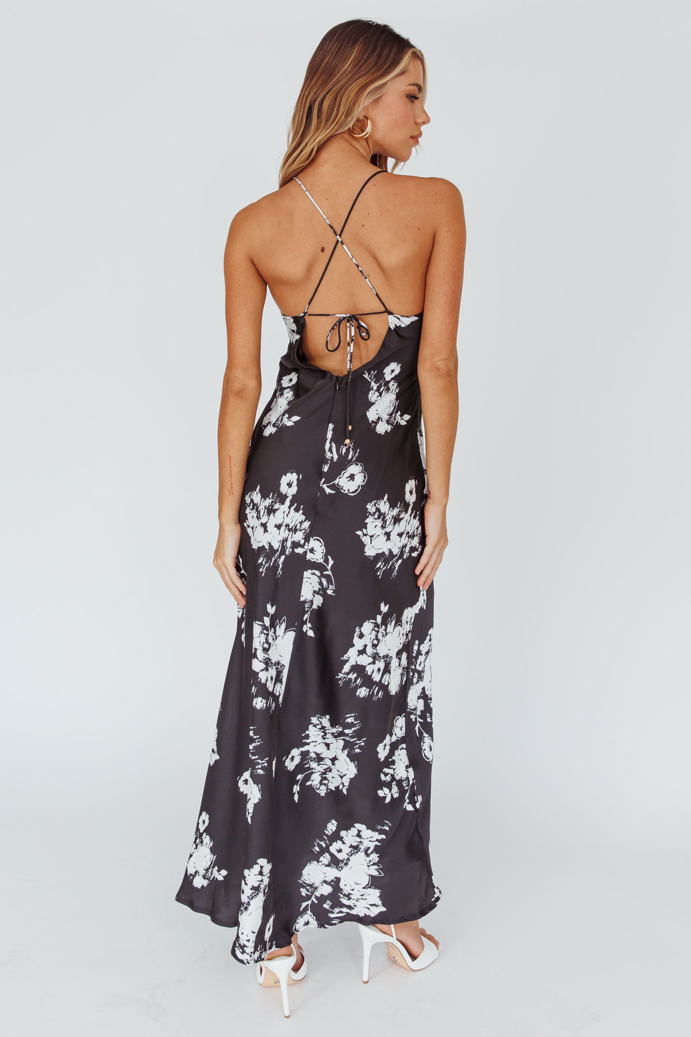 Lyndel Tied Back Slip Midi Dress Black by Selfie Leslie Australia