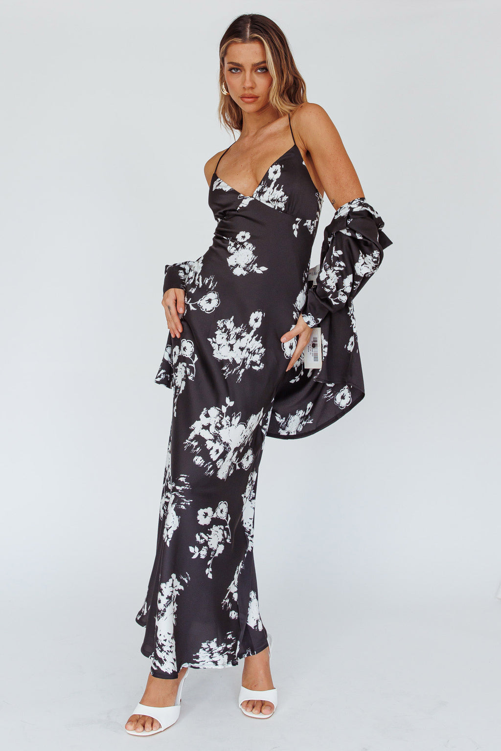 Lyndel Tied Back Slip Midi Dress Black by Selfie Leslie Australia