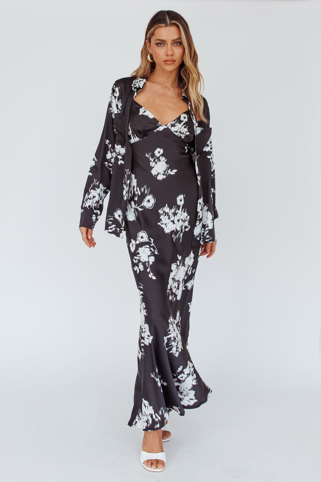 Lyndel Tied Back Slip Midi Dress Black by Selfie Leslie Australia